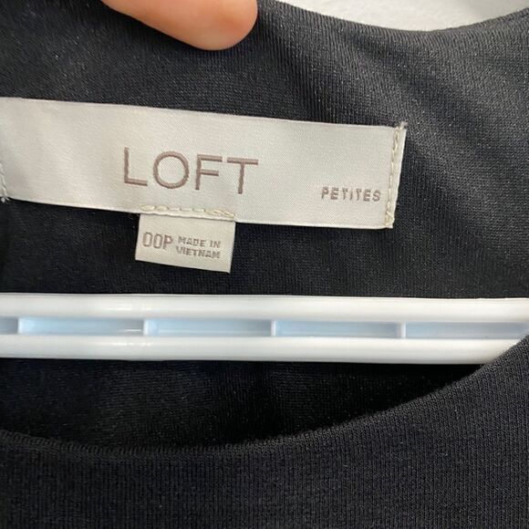 Ann Taylor Loft Petites Scalloped Crop Flounce Illusion Dress in Black - Picture 4 of 9